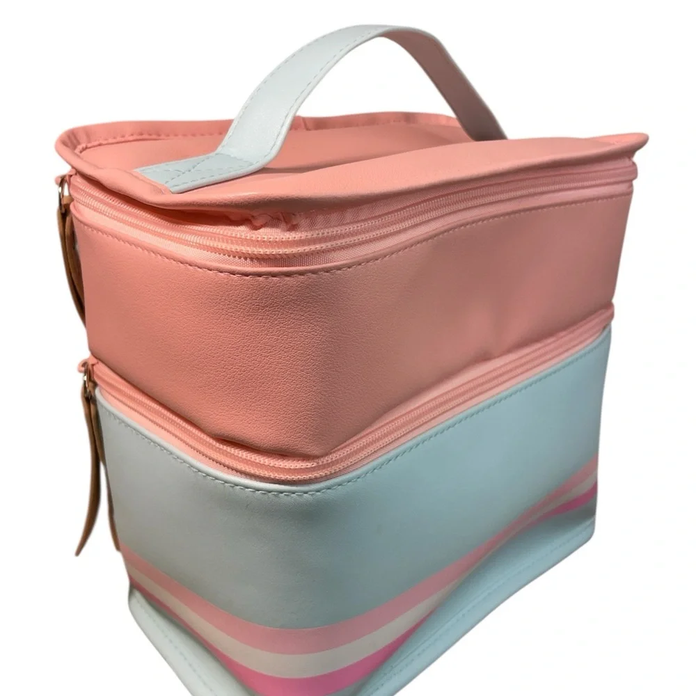 Jadelynn Brooke Pink and White Striped Kids Cosmetic Bag
